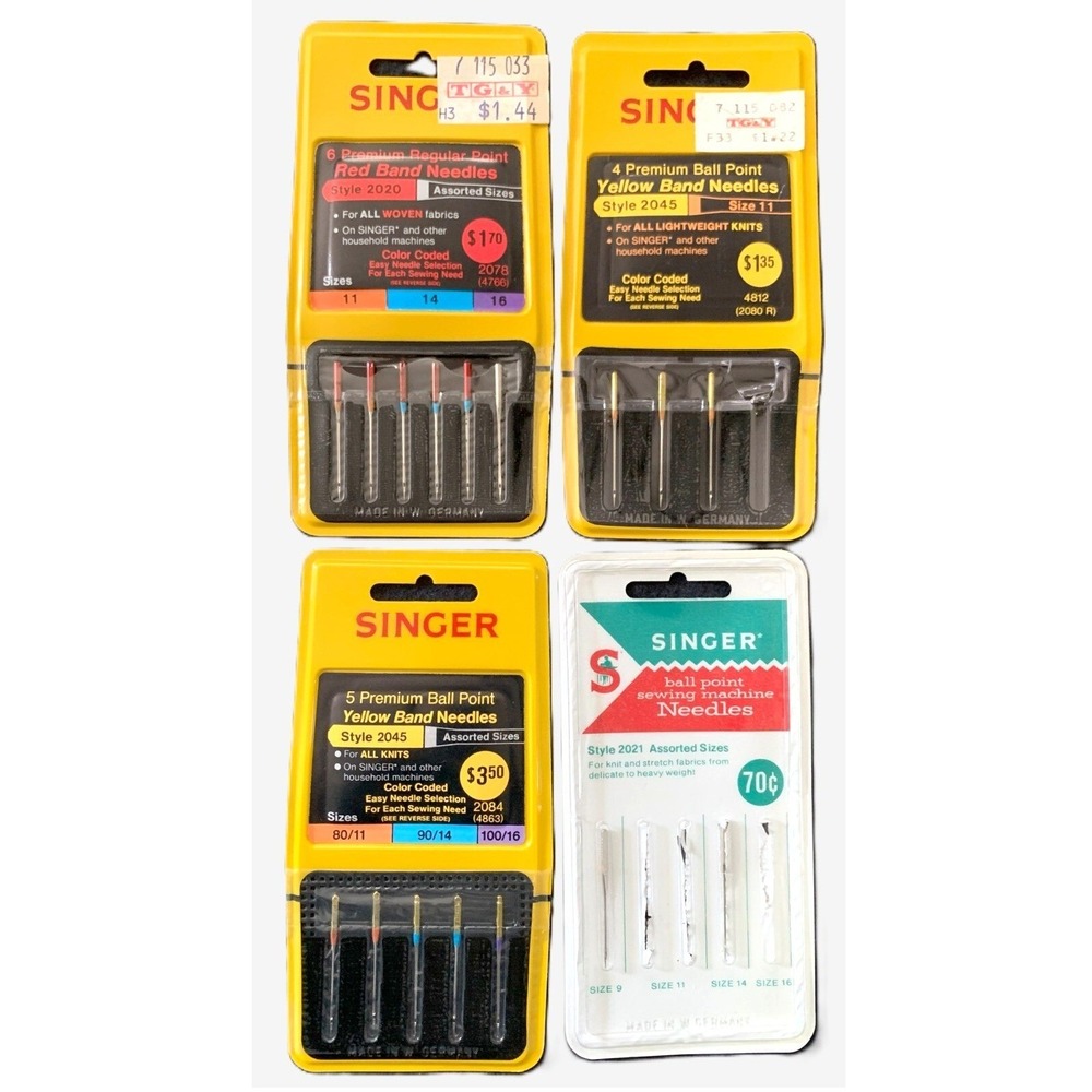 Singer Sewing Machine Needles; Asstd Sizes 4 Pks 2 Not Completely Full - Older